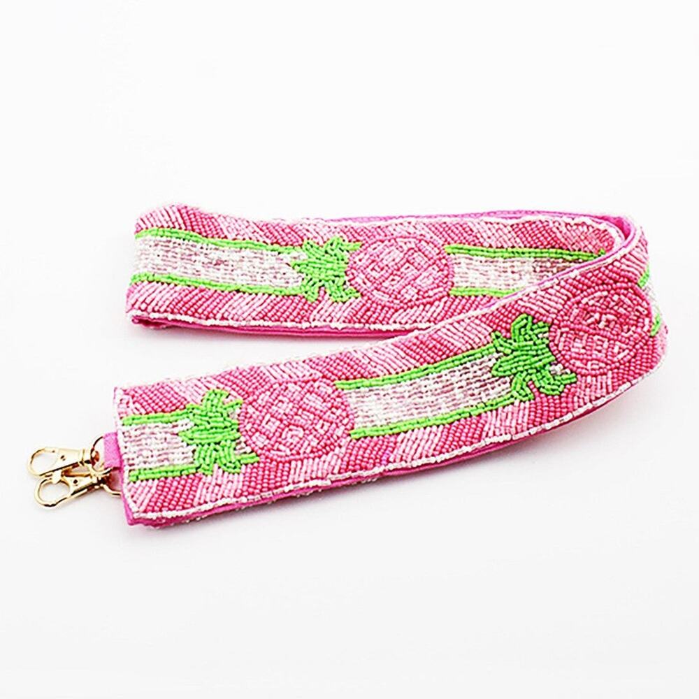 Pineapple Print Beaded Bag Strap